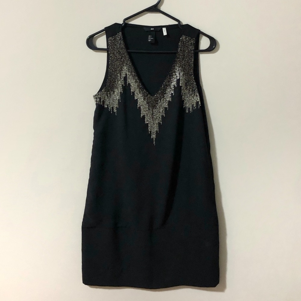 H&M Black and White bead Dress